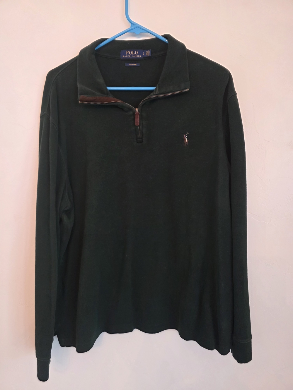 Polo by Ralph Lauren Dark Green Quarter-Zip Men's Sweater